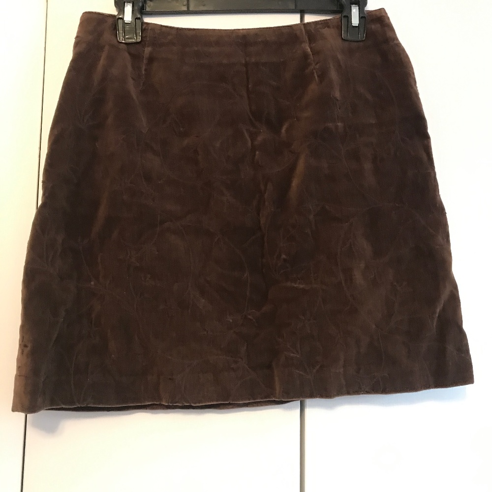 J Crew brown velvet with embroidery detail